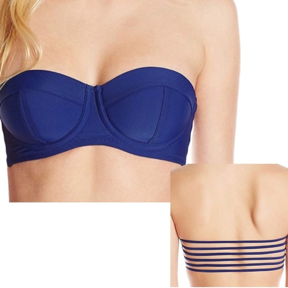 Jessica Simpson Other - New Jessica Simpson Bikini Top Small Ladder Strap Back Blue Underwire Strapless